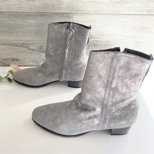 Free People London Calling Ankle Boot in Silver Metallic Suede 38 NWB